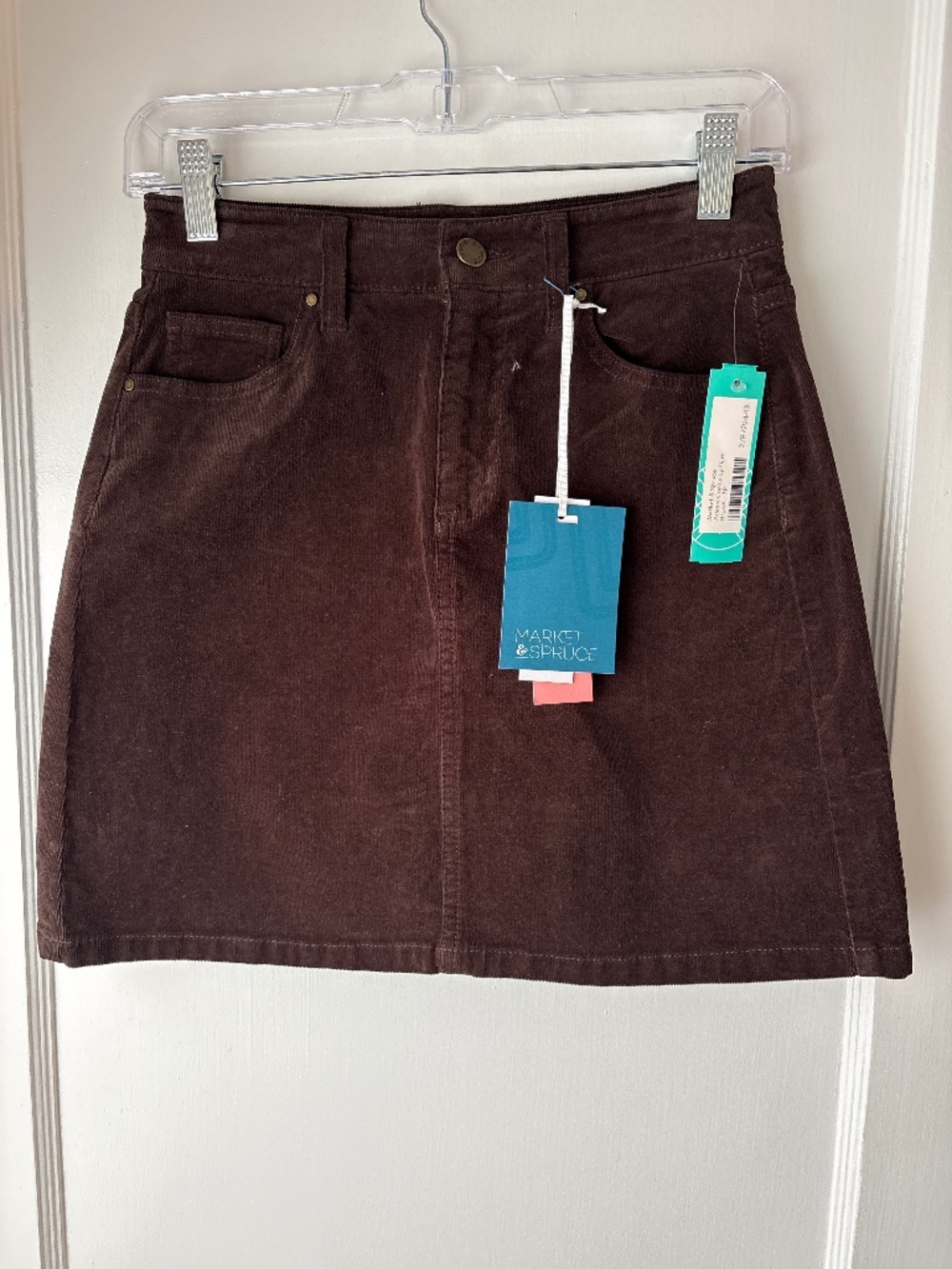 Market & Spruce Adalee Brown Corduroy Skirt, Sz 2P, NWT
